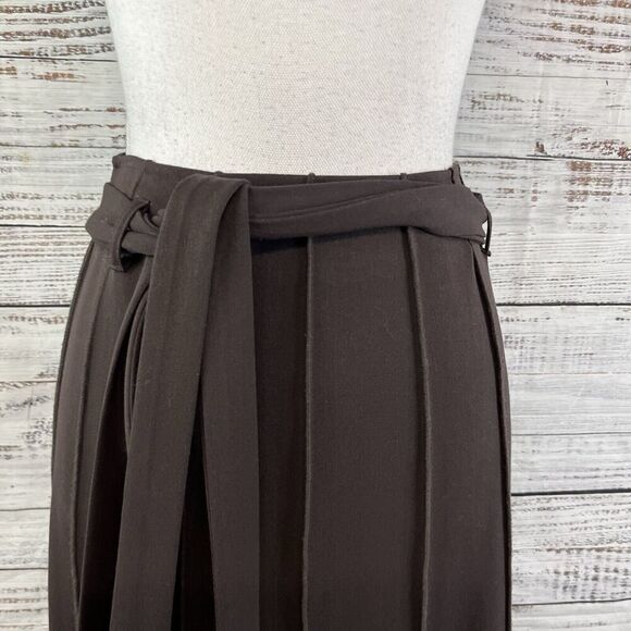 Insight Skirt size 2 Chocolate Brown Flared Midi Belt Stretch Modest Career Slim - Picture 4 of 10